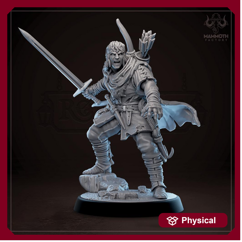 Human Male Ranger, Fighter, Rogue PC / NPC  | 28mm, 32mm,54mm,75mm,100mm Resin Miniature |Dungeons and Dragons |Mammoth Factory - Only-Games
