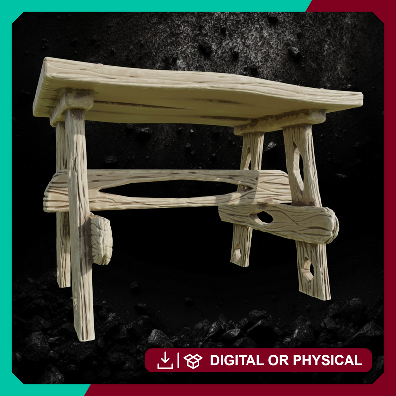Wood Table 6 - Tabletop Furniture Terrain STL, DnD & Wargaming Scenery