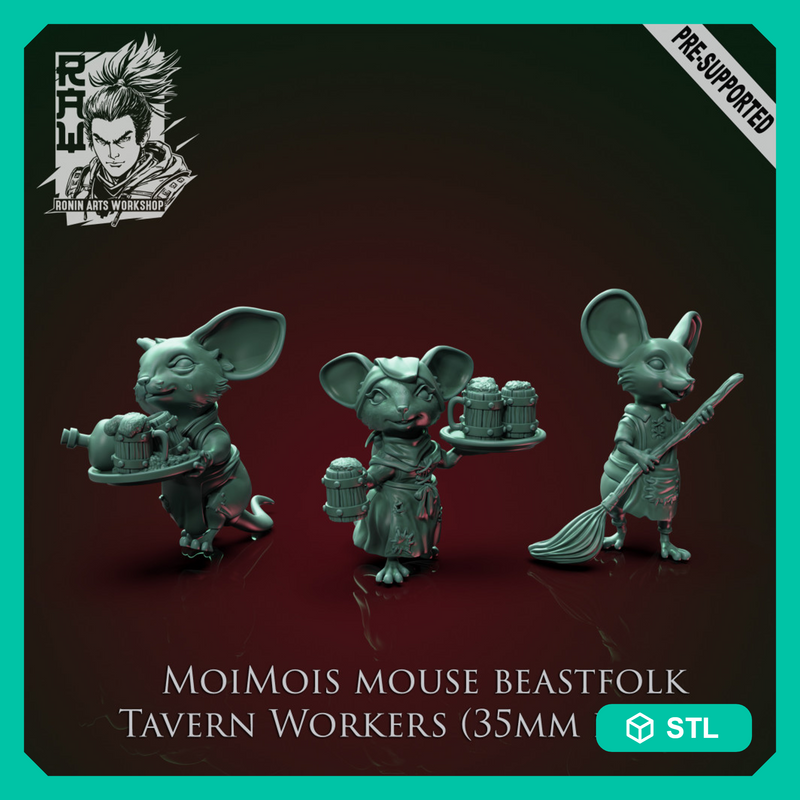 MoiMois Pack 1 - Mousefolk Workers - STL only