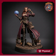 Female Wizard Miniature | Diviner Mage with Orb | Resin 28mm 32mm 54mm 75mm 100mm - Only-Games