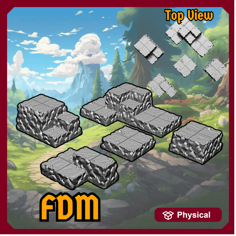 Crystal Collapse FDM/PLA Terrain Elevation Bundle (5 pieces) - Only-Games