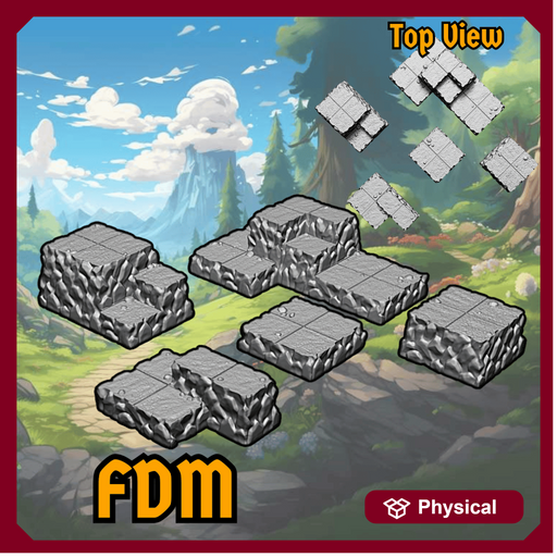 Crystal Collapse FDM/PLA Terrain Elevation Bundle (5 pieces) - Only-Games