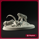 Tar pit with Smilodon and Dire wolf 1-35 scale