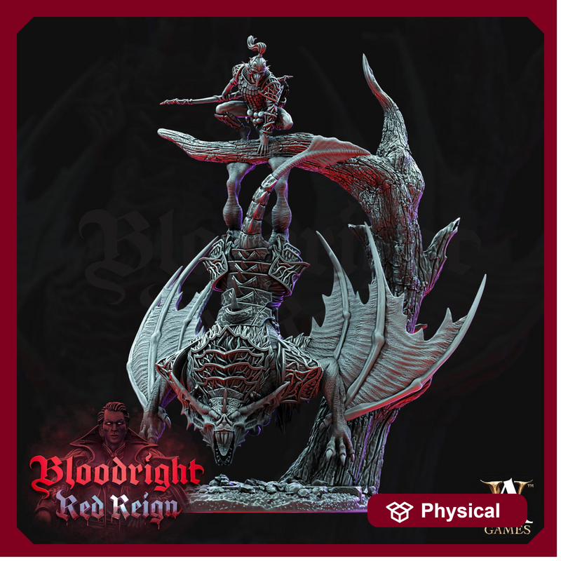 Dire Bat Vampire monstrosity with Rider | 28mm and 32mm Scale (110mm/125mm high) | Undead Dungeons and Dragons 5e Miniatures | Pathfinder | - Only-Games