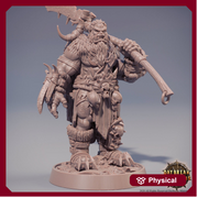 Orc War Chief | Orc barbarian | Battle Axe | Megaboss | Dungeons and Dragons | 28mm | 32mm |54mm|75mm/100mm Tall Pathfinder | Barbarian| - Only-Games