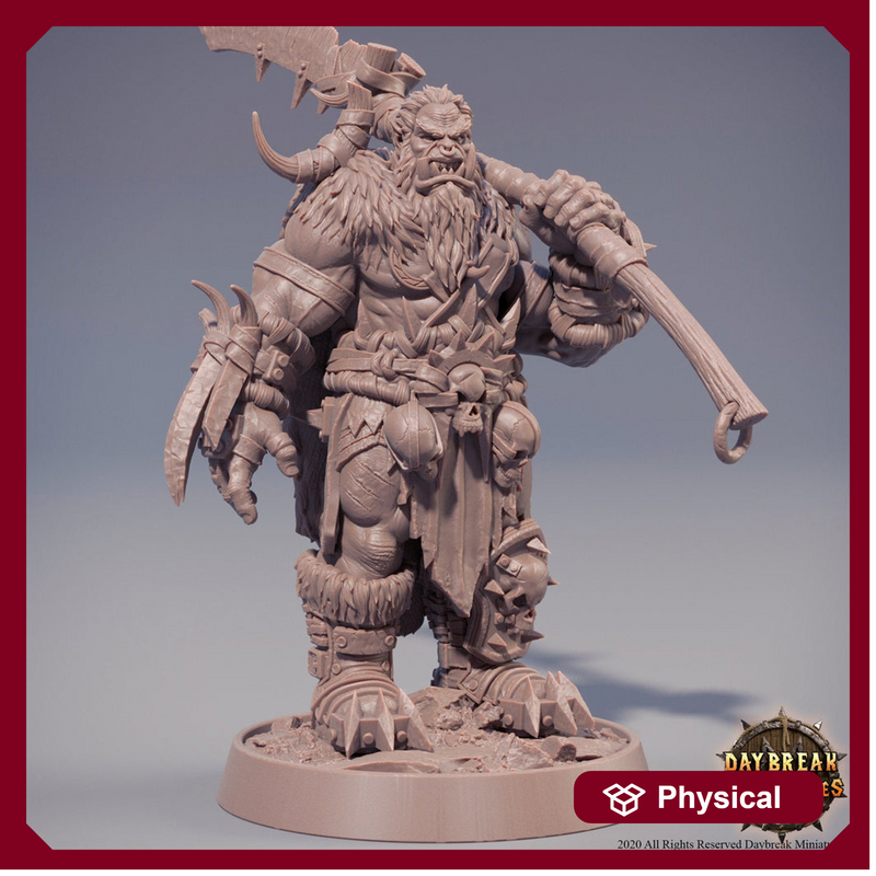 Orc War Chief | Orc barbarian | Battle Axe | Megaboss | Dungeons and Dragons | 28mm | 32mm |54mm|75mm/100mm Tall Pathfinder | Barbarian| - Only-Games