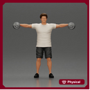Man in the gym performing shoulder exercises with weights