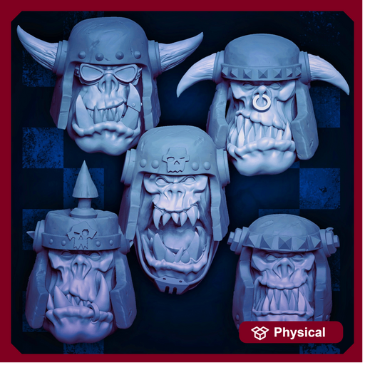 Orc Helmet Heads - Set A (Boss Size) - Only-Games