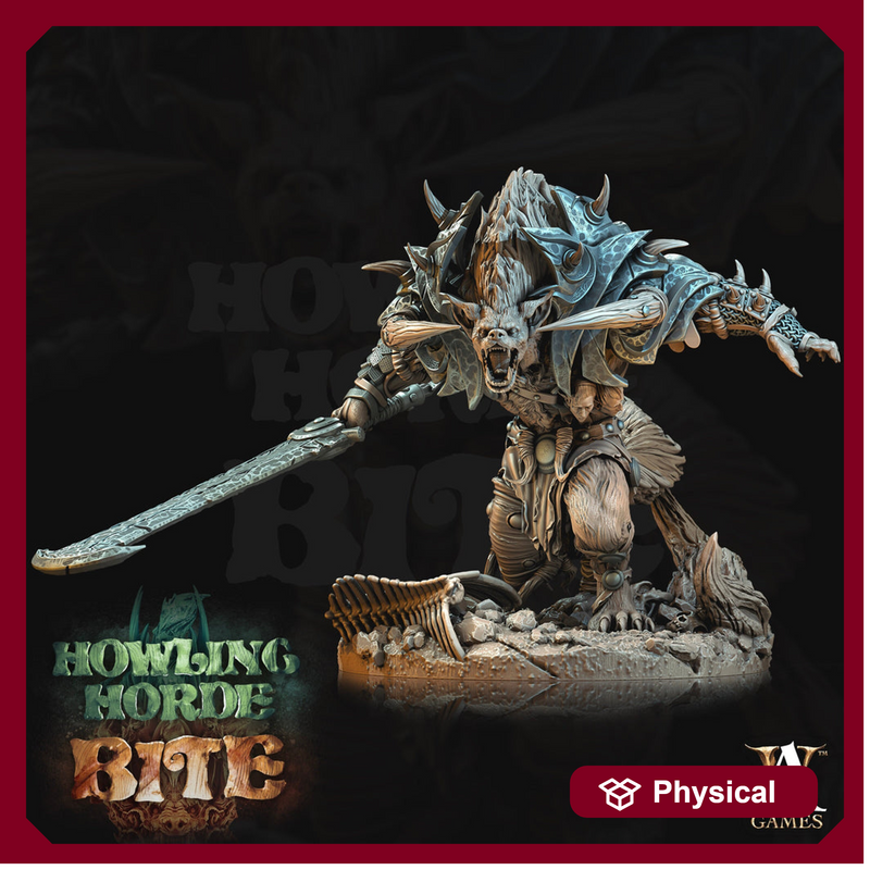 Gnoll Barbarian Brute w/Sword | Resin Miniature | Dungeons and Dragons | 28mm,32mm, 54mm,75mm Scales |Pathfinder hyena | D&D 5e| Archvillain - Only-Games