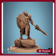 Human Paladin, Fighter Helm or No Helm, Sword n Spear PC / NPC, DnD 5e Unpainted Mini| 28mm, 32mm,54mm,75mm,100mm Scales |Dungeons & Dragons - Only-Games
