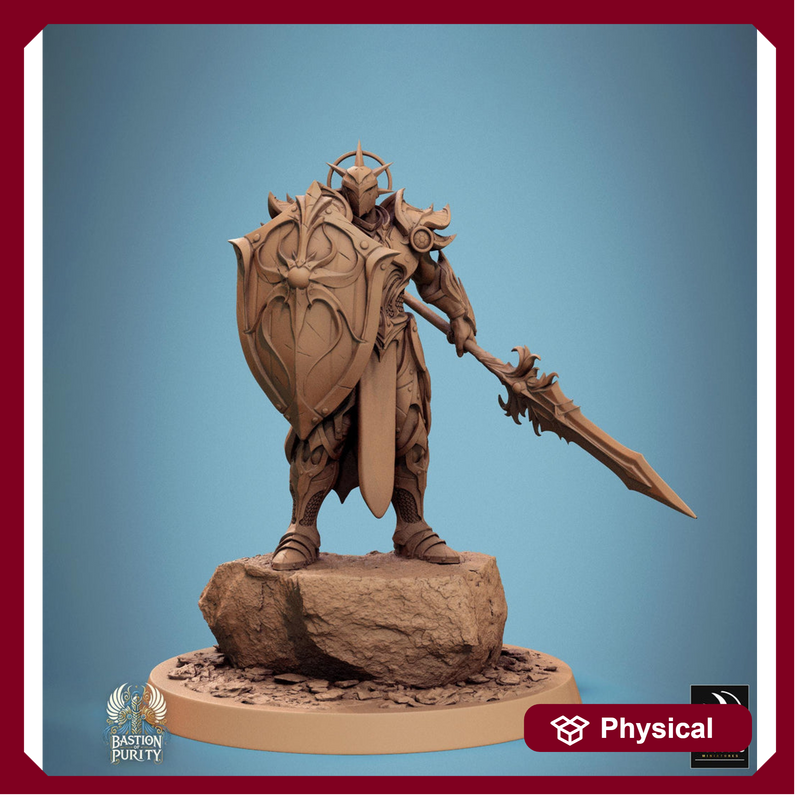 Human Paladin, Fighter Helm or No Helm, Sword n Spear PC / NPC, DnD 5e Unpainted Mini| 28mm, 32mm,54mm,75mm,100mm Scales |Dungeons & Dragons - Only-Games
