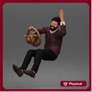 Frustrated Driver In Sweater Shirt Trousers Holding Steering Wheel