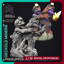 Geckold Miners - Geckold NPCs -  PRESUPPORTED - Illustrated and Stats - 32mm scale