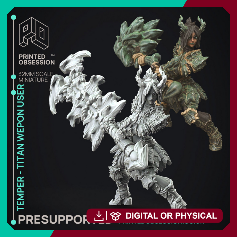 Temper - Great Wepon Fighter - Monster Hunting Party -  PRESUPPORTED - Illustrated and Stats - 32mm scale