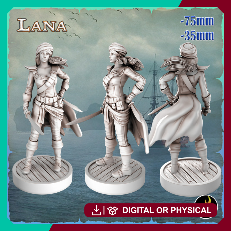 Pirate Adventurer  Fighter Lana - Pirate Fighter Adventurer - 75mm + 35mm Scale