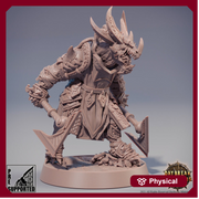 Dragonborn Fighter Two weapon style axes | 28mm, 32mm,54mm,75mm,100mm Scale Resin Miniature | Dungeons and Dragons Miniatures | Pathfinder | - Only-Games