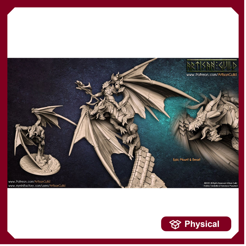 Dragonborn Wizard Sorcerer, Battle Mage mounted on Dragon | 28mm, 32mm, 54mm, 75mm Scale Resin| Dungeons and Dragons 5E | Pathfinder | - Only-Games
