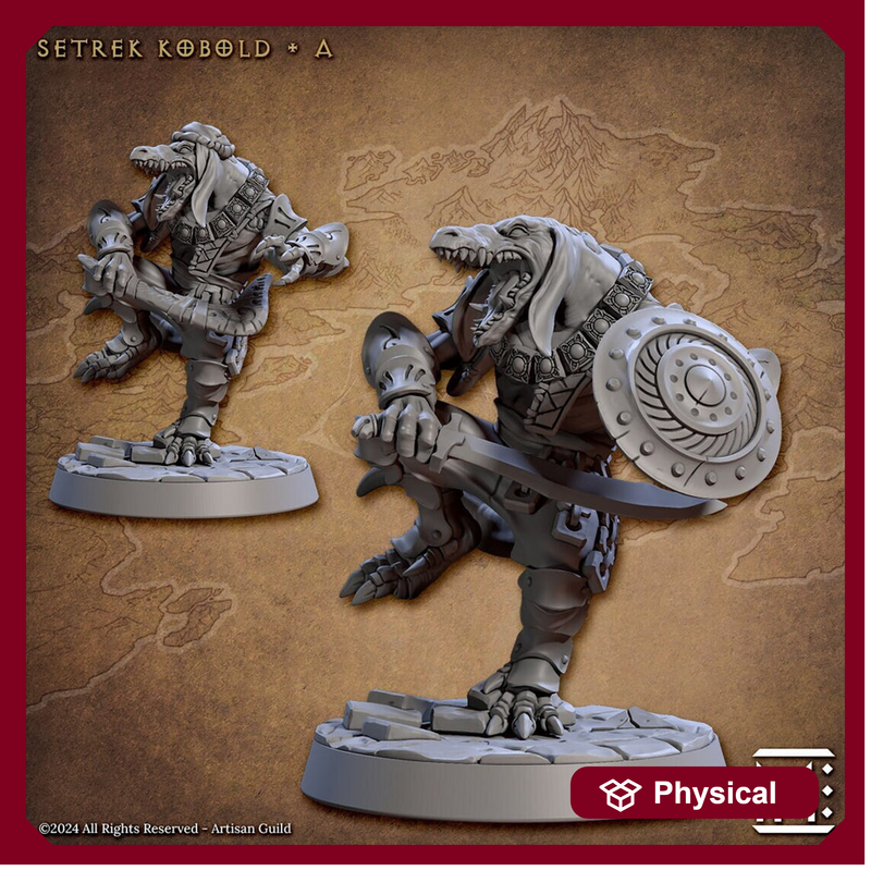 Kobold Fighter with Scimitar & Shield, Boomerang PC NPC DnD | 28mm, 32mm, 54mm, 75mm Scale Miniature | Dungeons and Dragons | Artisan Guild - Only-Games