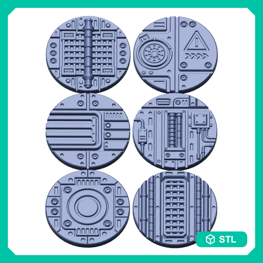 Sci-Fi Industrial Floor Base Toppers – 32mm Round Bases - Only-Games