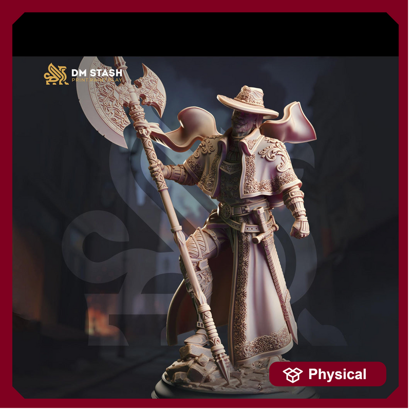 Human Warlock Hexblade Polearm Master Fighter | Unpainted Miniature | 28mm,32mm, 54mm,75mm,100mm Scales | Pathfinder Figure | DnD | DM Stash - Only-Games