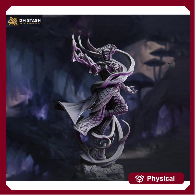 Female Elf, Drow Sorcerer, Wizard, Warlock | Unpainted Miniature | 28mm,32mm,54mm,75mm,100mm Scales |Dungeons & Dragons Pathfinder| DM Stash - Only-Games