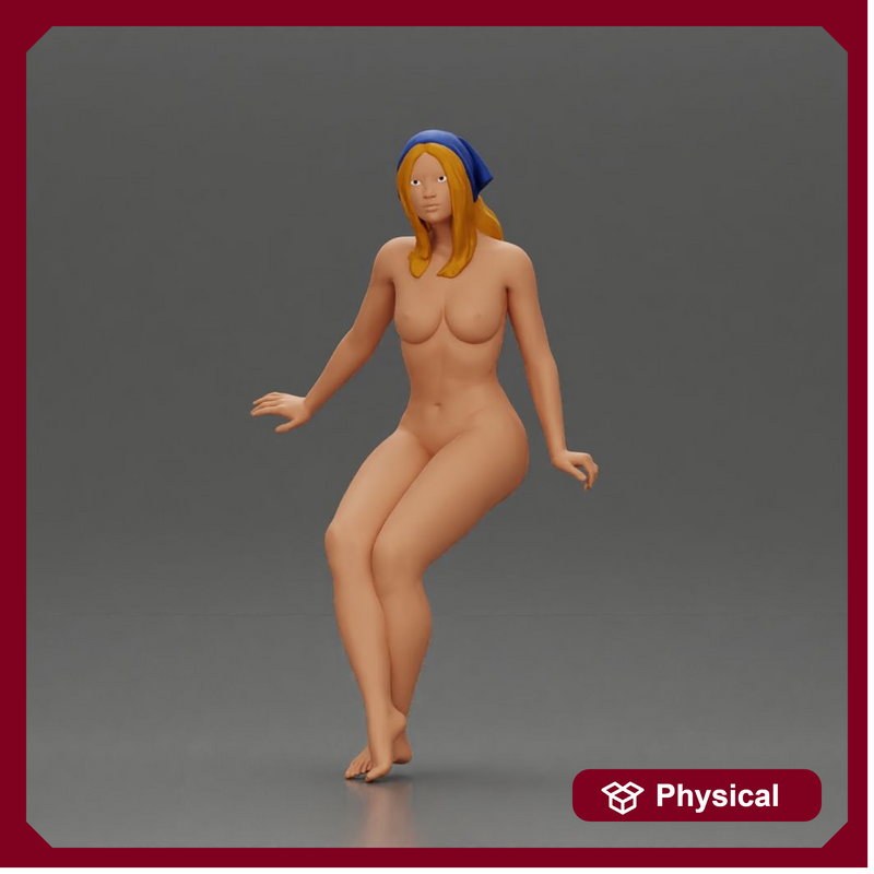 Naked Stylish woman sitting casually