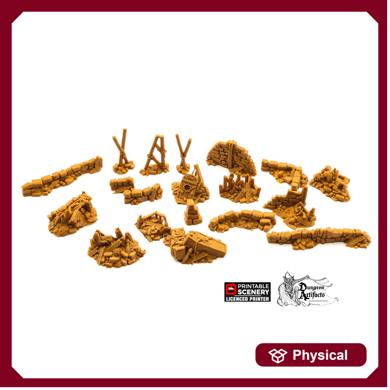 Rubble Piles and Scatter - Cities of Ramshackle and Ruin - Printable Scenery - Terrain, Wargaming, D&D, DnD