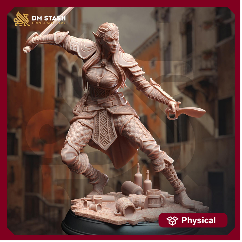 Half Elf Female Swashbuckler Rogue, Thief, Assassin | 28mm, 32mm,54mm,75mm, 100mm Scale Resin Mini | D&D 5e Pathfinder | DM Stash - Only-Games