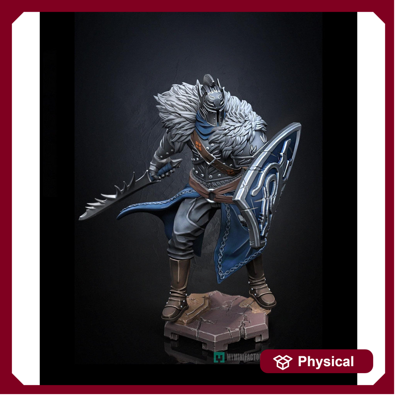 Human Paladin Fighter Sword & Shield |Unpainted Miniature| 5 Sizes/Scales | Pathfinder Figure | DnD | Figurine - Only-Games