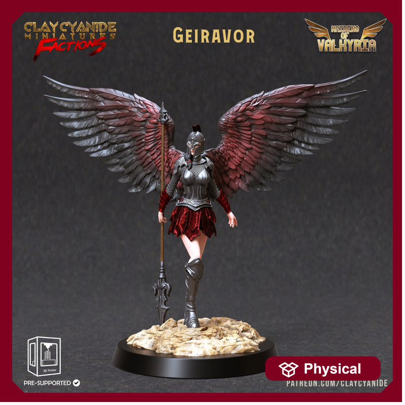 Female Valkyrie Angel Celestial Paladin of Vengeance | 28mm, 32mm, 75mm Scales | Dungeons and Dragons 5e | Pathfinder | Archvillain Games - Only-Games