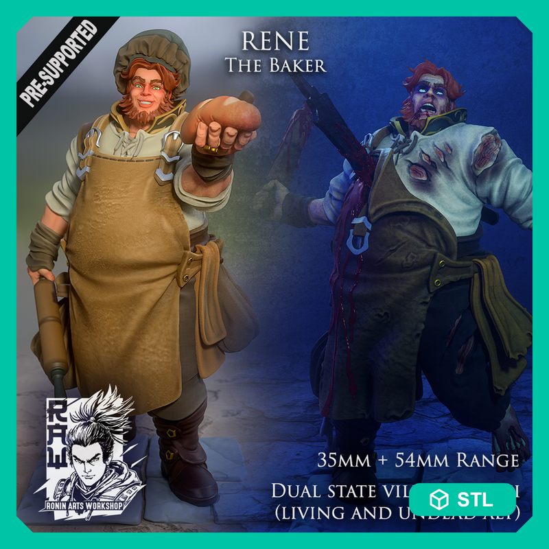 Rene The Baker - Villager NPC with living and undead alts - STL only - Only-Games