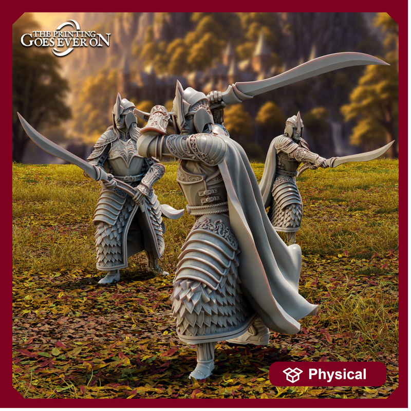 Elf Fighters, Paladin with Sword (3 poses )| Miniature | 28mm, 32mm,54mm,75mm, 100mm Scales | Pathfinder Figure | DnD | Figurine unpainted | - Only-Games