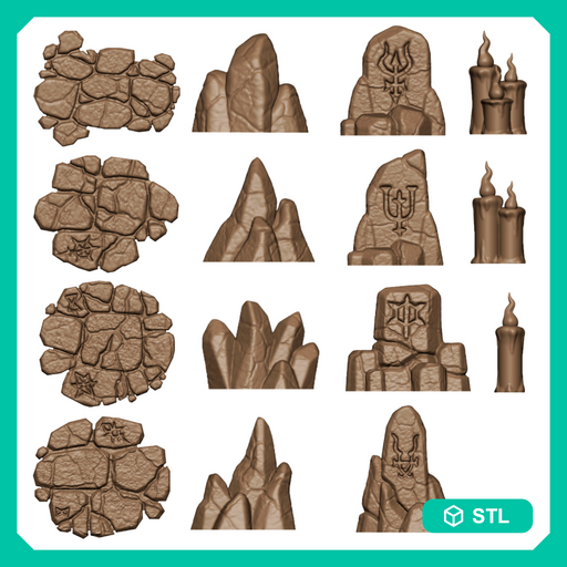 Demonic Temple Basing Bits Pack - 32mm Tabletop Scenery - Only-Games