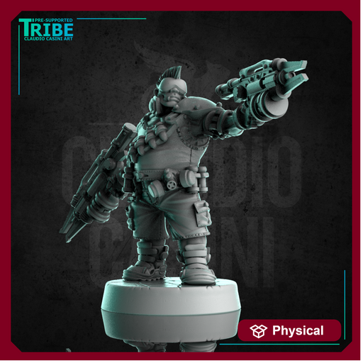 (0295) Male cyberpsychopath sci-fi cyborg with laser rifles - Only-Games