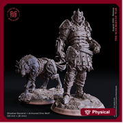 Undead Death Knight, Shadow General and Dire Wolf  | 28mm, 32mm, 75mm Scale Resin Miniature | Flesh of Gods | Dungeons and Dragons | - Only-Games