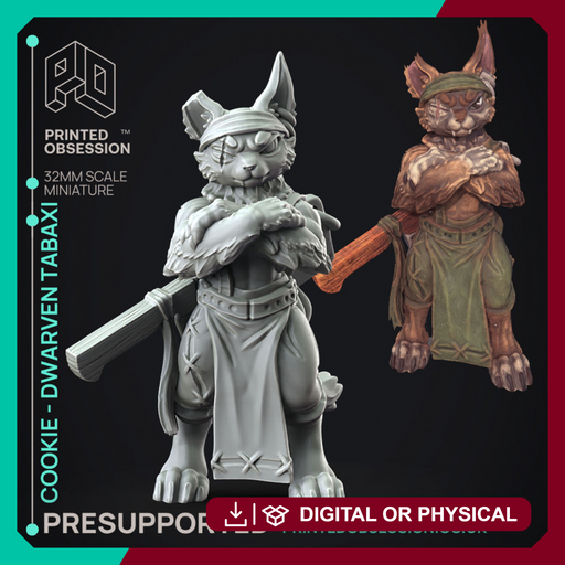 Cookie - Cat chef - Monster Hunting party -  PRESUPPORTED - Illustrated and Stats - 32mm scale - Only-Games
