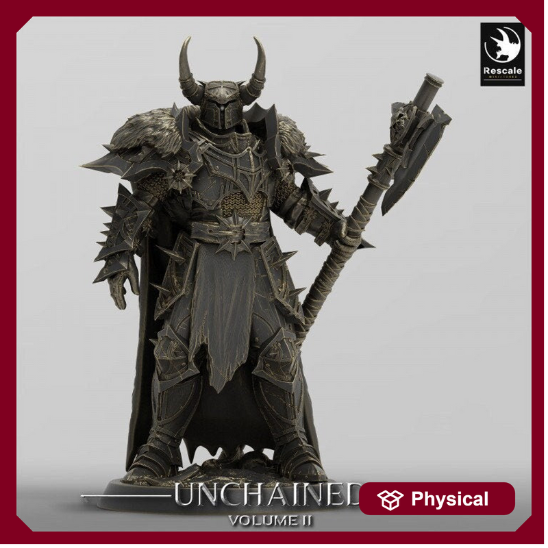 Oathbreaker Paladin, Fighter Battlemaster Battle Axe PC / NPC, DnD 5e Unpainted Mini| 28mm, 32mm,54mm,75mm,100mm Scales | Dungeons & Dragons - Only-Games
