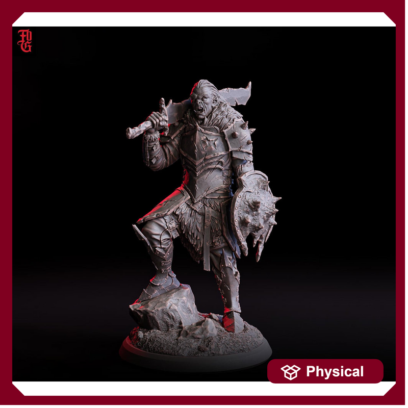 Orc Fighter Barbarian Armor Sword n Shield, Half-Orc | Scales: 28mm,32mm ,54mm,75mm,100mm  Megaboss | Dungeons & Dragons 5e | Pathfinder - Only-Games