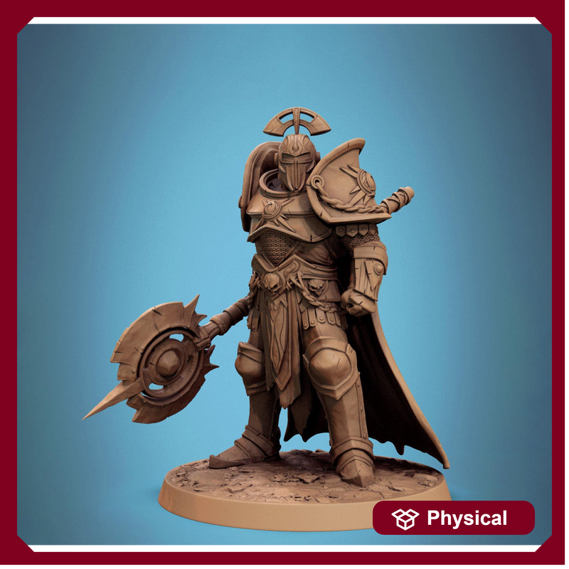 Paladin, Fighter, Polearm Master Spear, DnD 5e Unpainted Miniature| 28mm, 32mm,54mm,75mm,100mm Scales | Dungeons & Dragons | Pathfinder - Only-Games