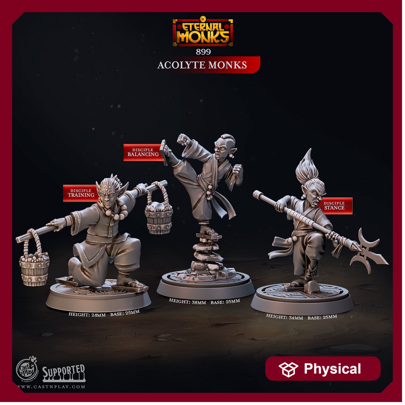 Acolyte Monks - Eternal Monks - CastNPlay - Terrain Wargaming D&D DnD 28mm 32mm 40mm 54mm