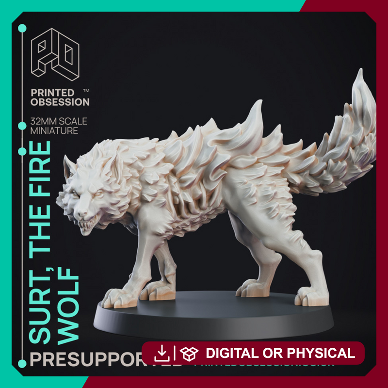 Fire Wolf - Monstrous Creature - DnD - 32mm scale
