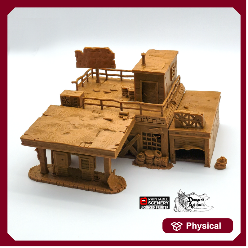 Derelict Gas Station - Brave New Worlds - Printable Scenery Wasteworld Gaslands Terrain D&D DnD