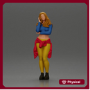 Casual yet confident woman in vibrant colors, striking a thoughtful pose