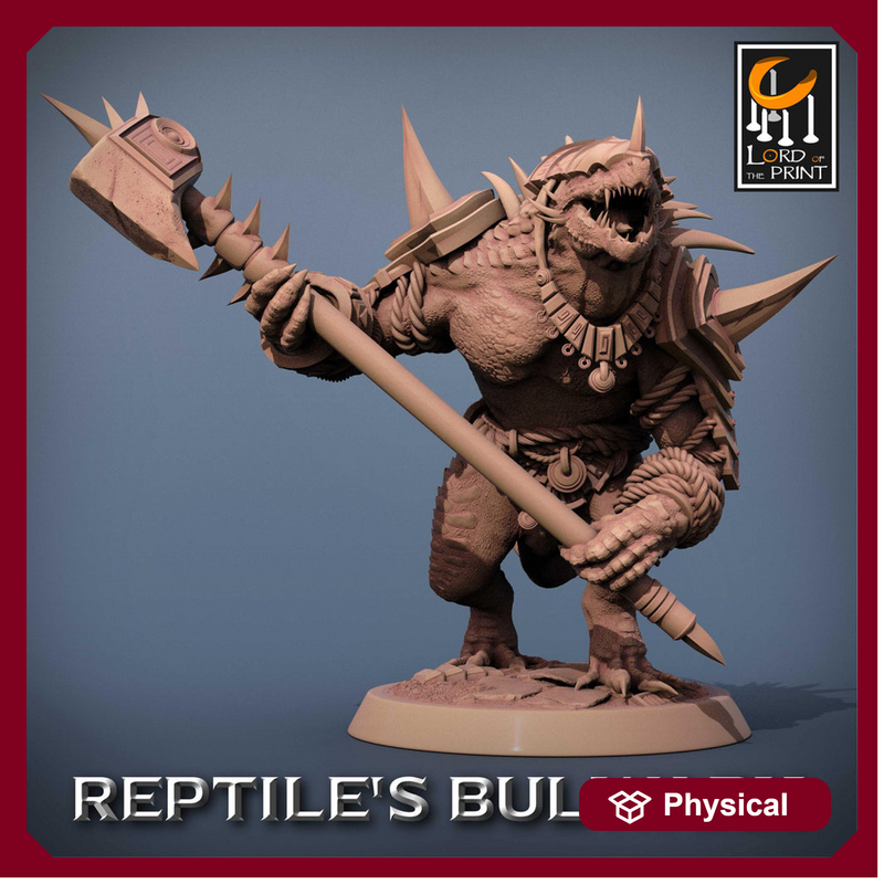 Lizardfolk Lizardman Warrior | 28mm, 32mm,54mm, 75mm, 100mm | Dungeons and Dragons | Unpainted Figure | Rescale Miniatures - Only-Games