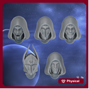 Silver Blades Hooded Heads Set x5
