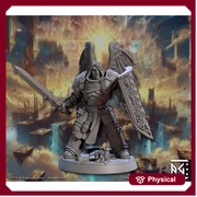 Winged Paladin, Male Celestial Angel, Solar, Deva, DnD Unpainted Mini | 28mm,32mm,54mm,75mm,100mm Scales |Dungeons & Dragons | Artisan Guild - Only-Games