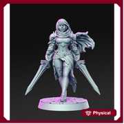 Pinup Female Fighter two weapon style | 28mm Scale | 32mm Scale Miniature | 75mm Scale | Sexy Female unpainted resin Figurine mini -D&D - Only-Games