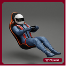 2 Models - Racing Driver Sitting in Touring Car Cockpit with Racing Suit and seat