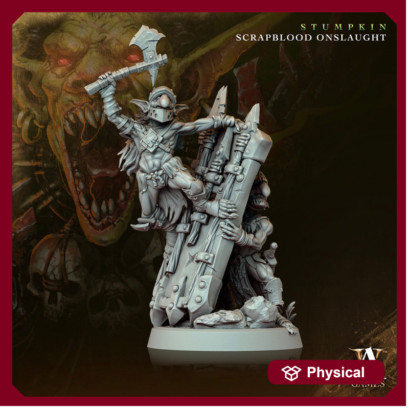 Goblin Pair with Tower Shield | Dungeons and Dragons | 28mm,32mm,54mm,75mm,100mm Scales | Pathfinder Mini for Painting | Archvillain Games - Only-Games