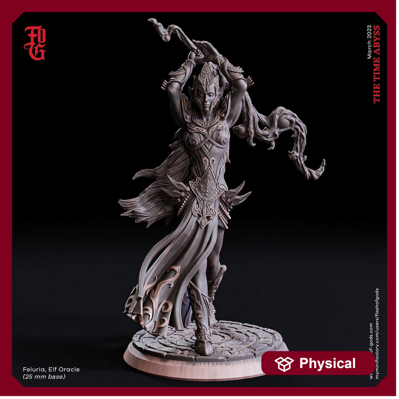 Female Elf Druid Wizard, Cleric PC NPC | 28mm, 32mm,54mm, 75mm, 100mm Scale Resin Mini | Dungeons and Dragons| Flesh of Gods - Only-Games